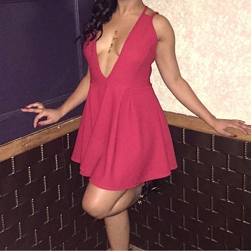 Windsor Womens Cocktail Party Skater Dresses V Neck Red Smal